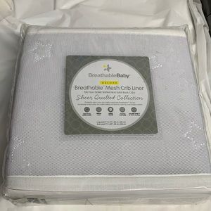 New BreathableBaby Mesh Crib Liner Deluxe Sheer Quilted Collection Stars